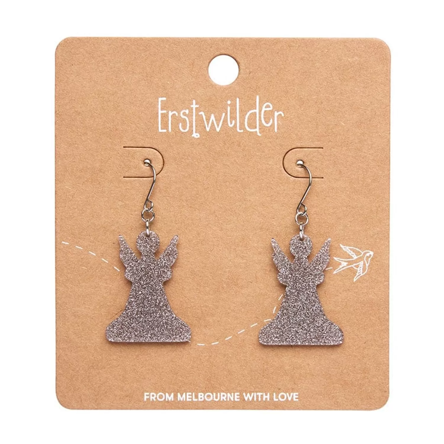 angel_glitter_drop_earrings__silver_2.webp Angel Glitter Drop Earrings - Silver*Erstwilder Clearance