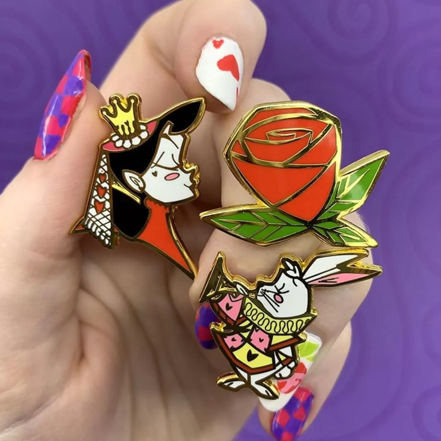 Kitchy Witch Alice'S Wonderland Queen & Roses Pin Pack - 3 Piece*Erstwilder Clearance