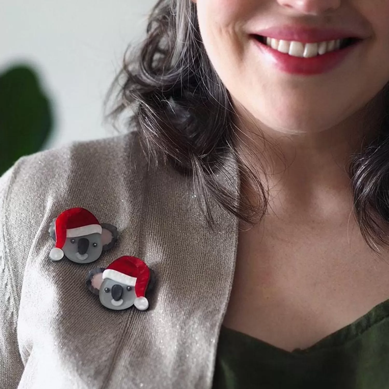 koala_claus_double_brooch_2.webp Koala Claus Double Brooch*Erstwilder Fashion