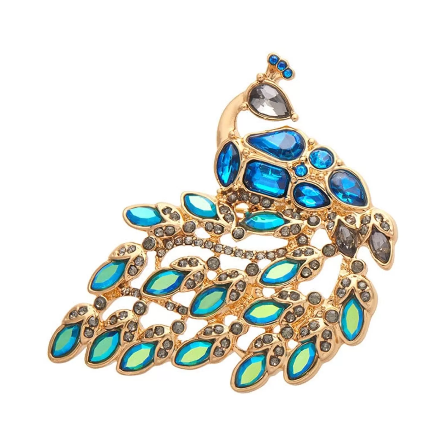le_peacock_royal_stone_set_crystal_brooch_3.webp Le Peacock Royal Stone Set Crystal Brooch*Erstwilder Best Sale