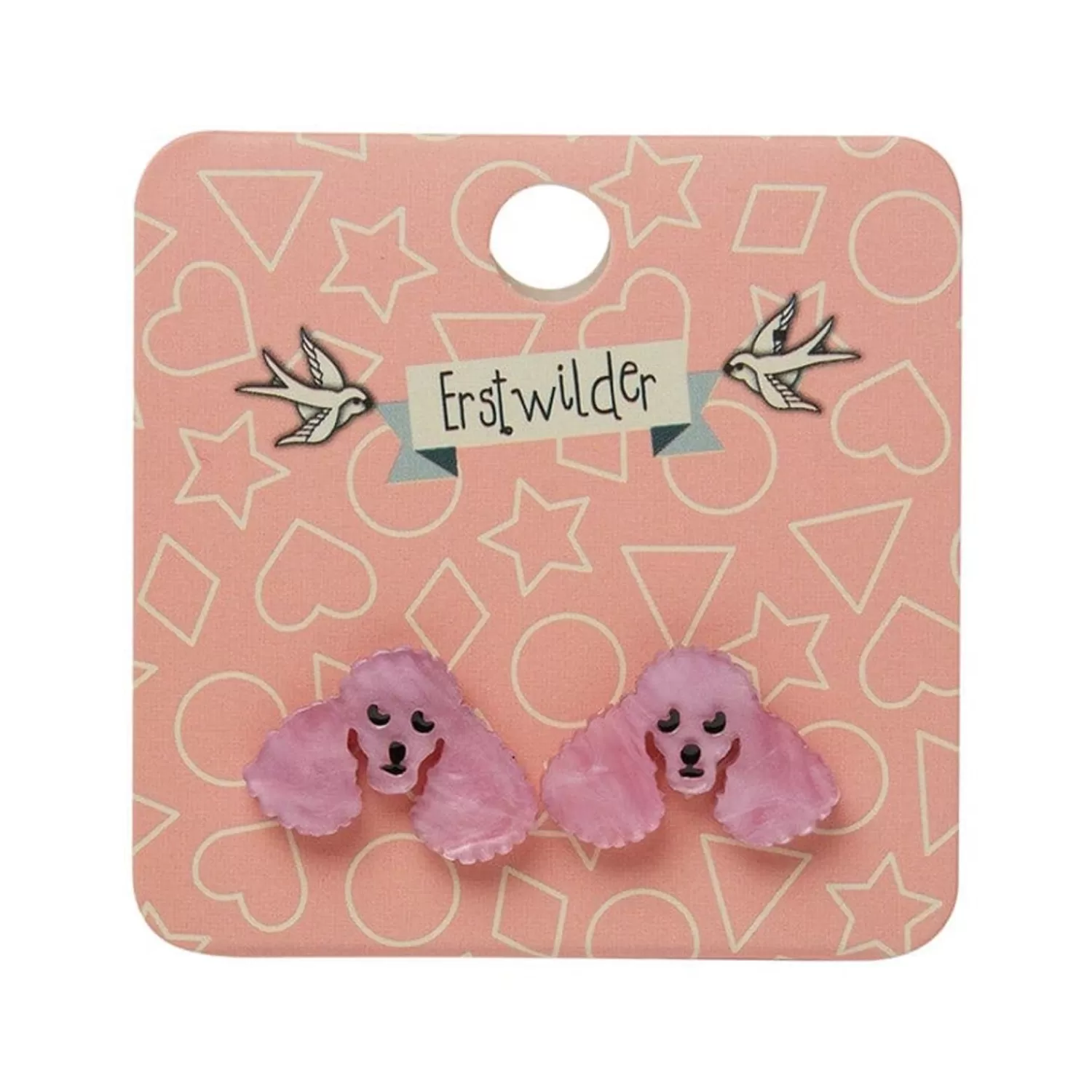 poodle_ripple_stud_earrings__pink_2.webp Poodle Ripple Stud Earrings - Pink*Erstwilder Clearance