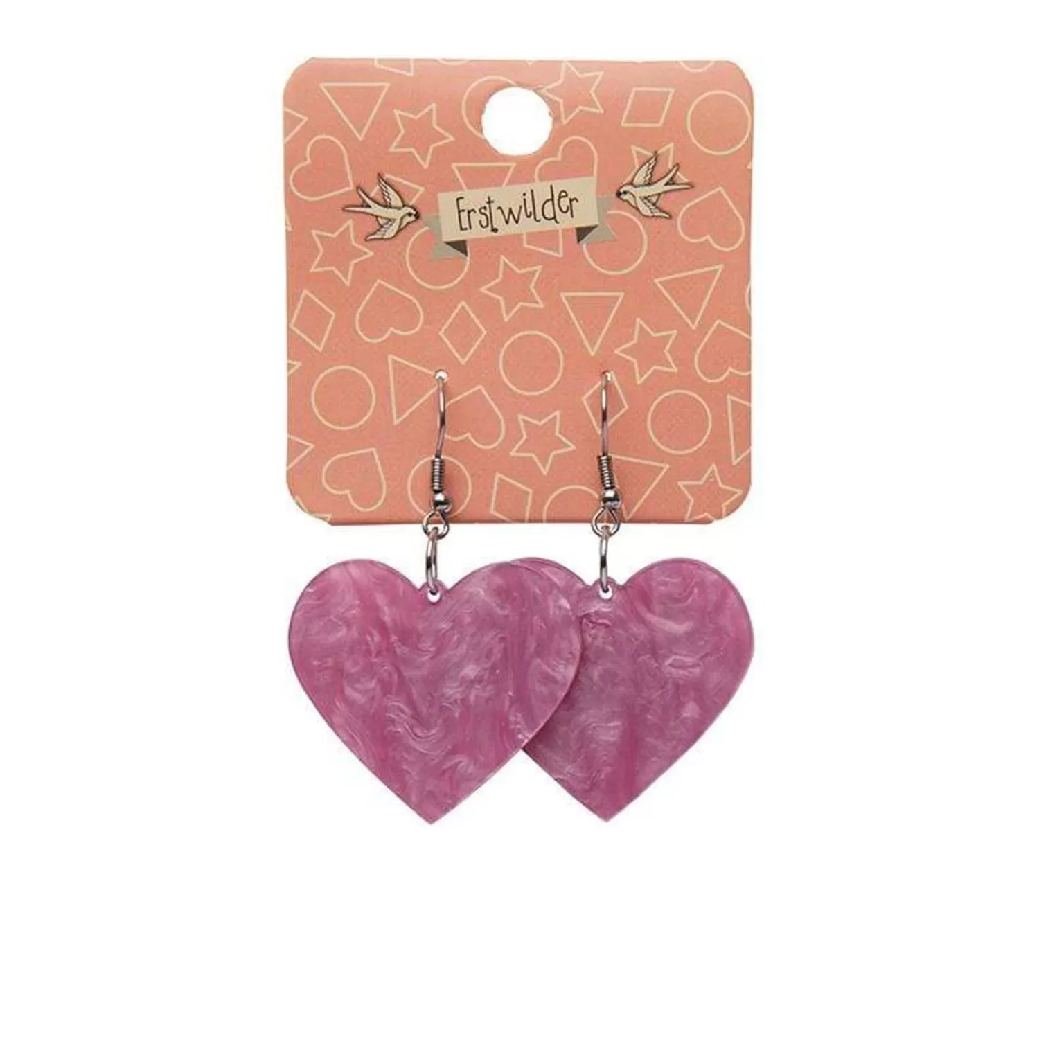 solid_heart_ripple_resin_drop_earrings__mauve_2.webp Solid Heart Ripple Resin Drop Earrings - Mauve*Erstwilder Flash Sale