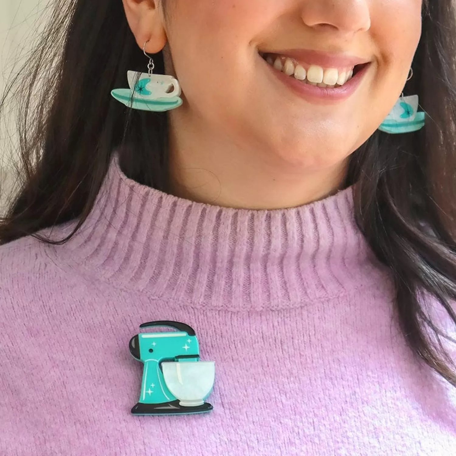 spin_me_right_round_brooch__teal_2.webp Spin Me Right Round Brooch - Teal*Erstwilder Clearance