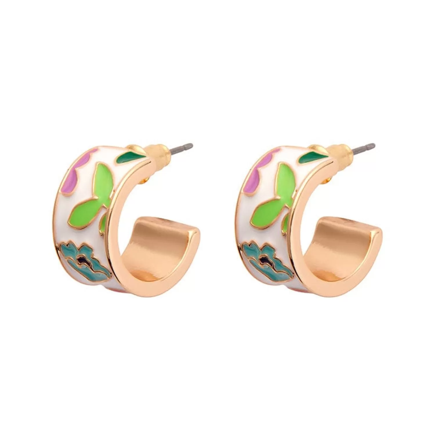 spring_to_life_enamel_huggie_earrings_2.webp Spring To Life Enamel Huggie Earrings*Erstwilder Clearance