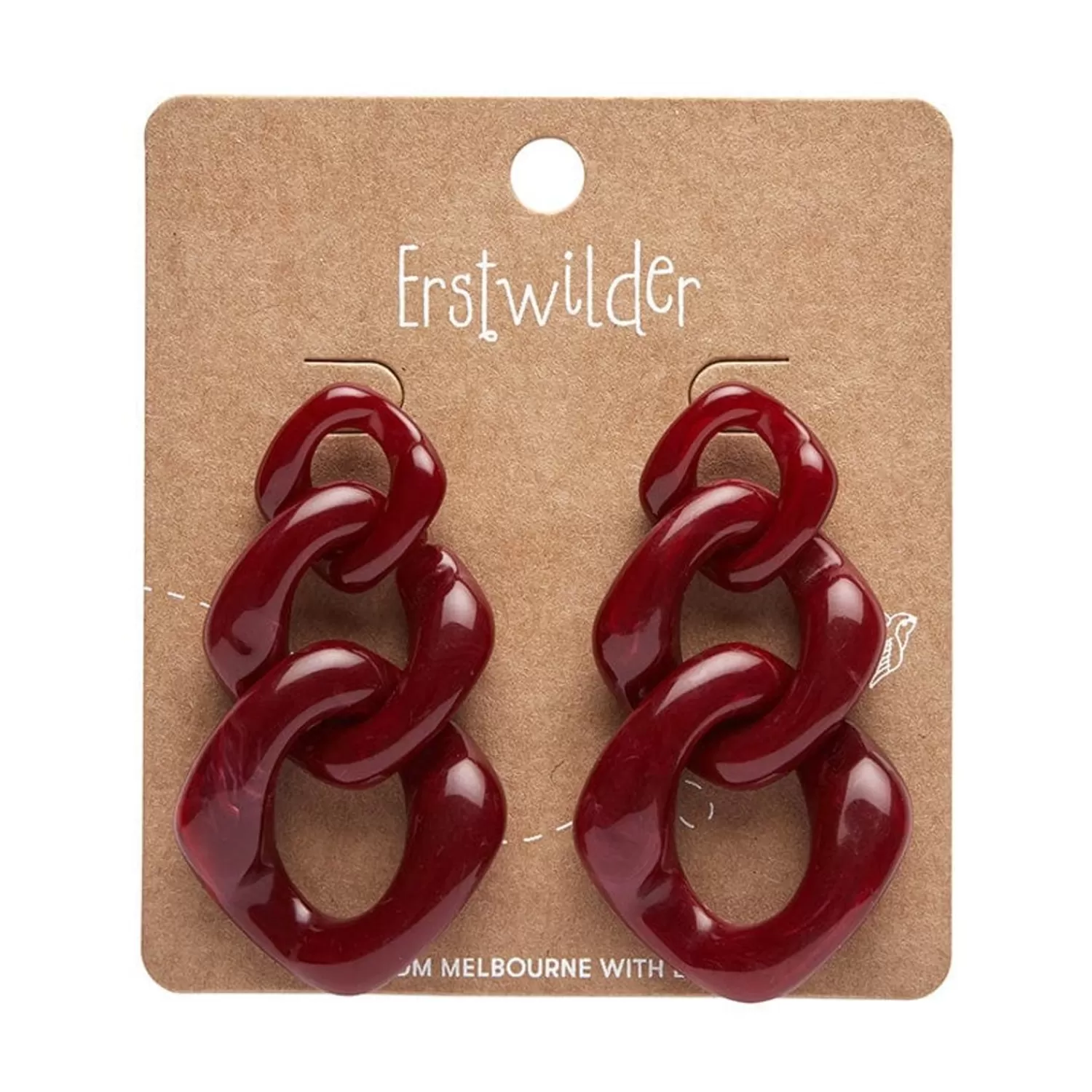 statement_marble_chain_earrings__ruby_red_2.webp Statement Marble Chain Earrings - Ruby Red*Erstwilder Clearance