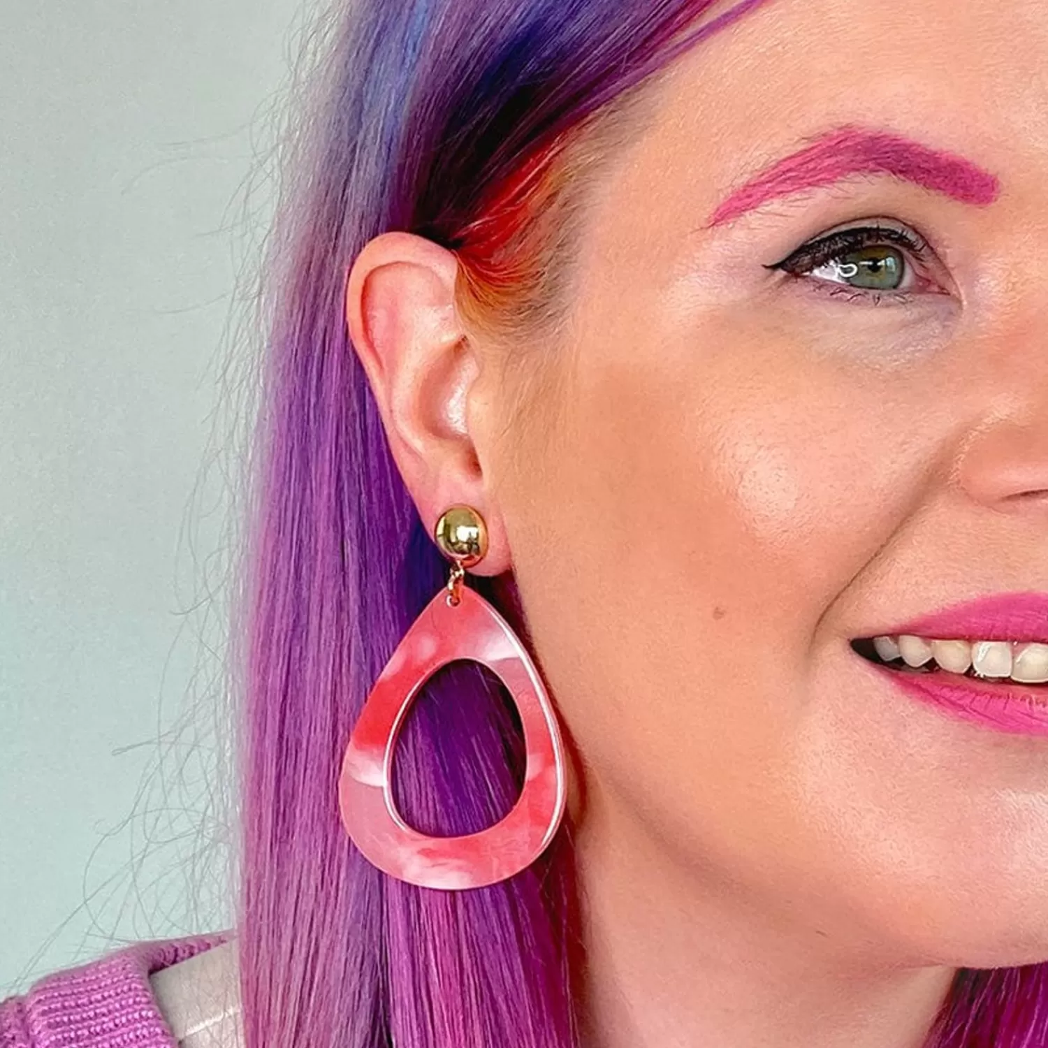 Statement Marble Resin Tear Drop Earrings - Coral*Erstwilder Best Sale