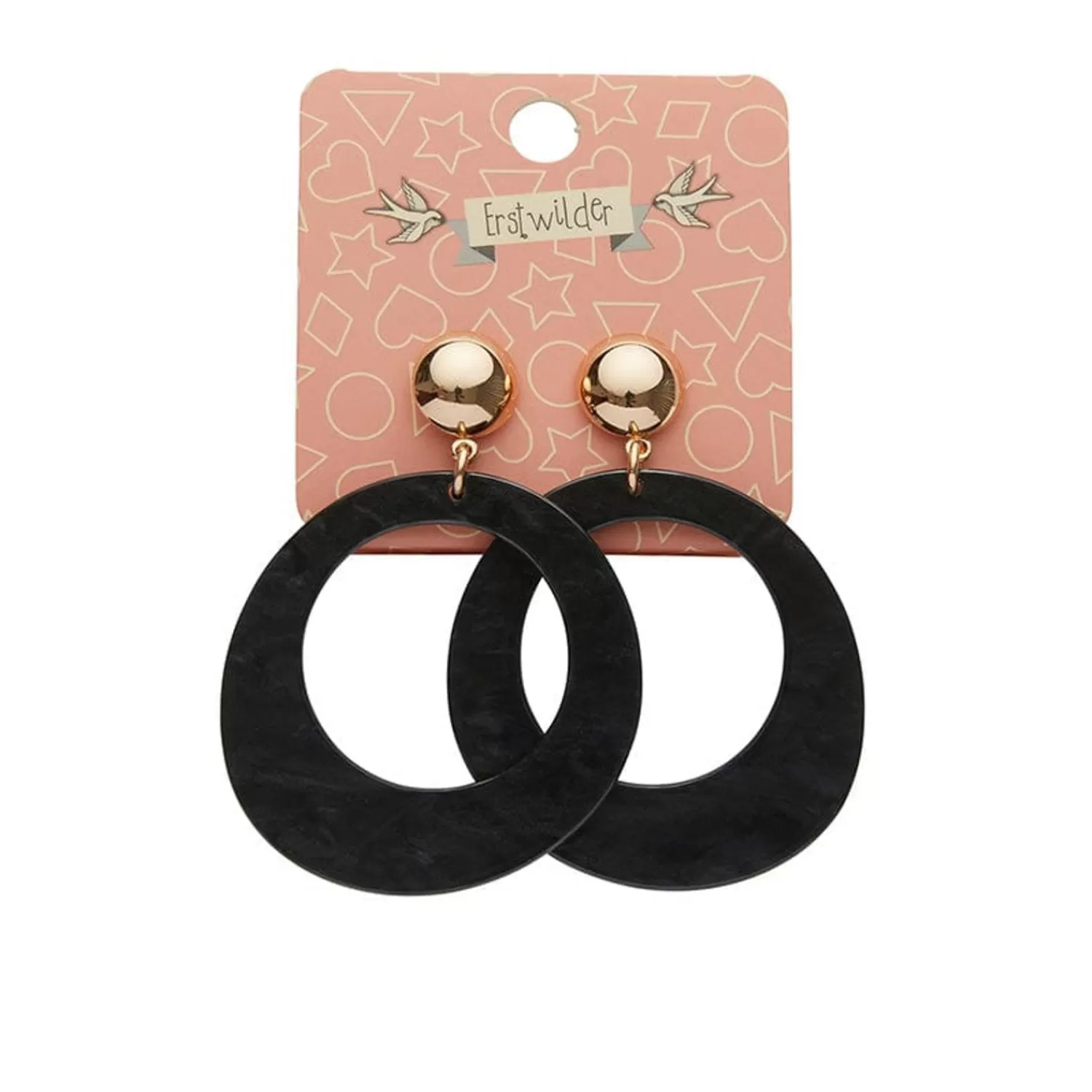 statement_ripple_resin_circle_drop_earrings__black_2.webp Statement Ripple Resin Circle Drop Earrings - Black*Erstwilder Hot