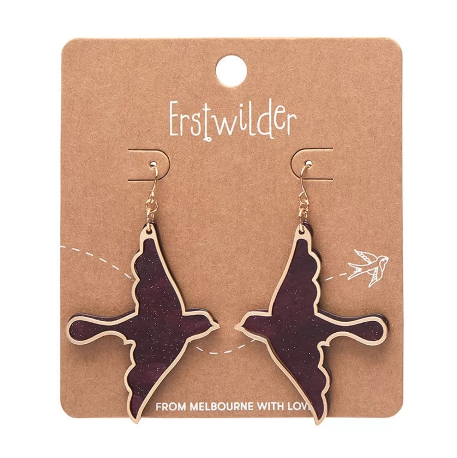 swallow_ripple_glitter_resin_drop_earrings__burgundy_2.webp Swallow Ripple Glitter Resin Drop Earrings - Burgundy*Erstwilder Discount