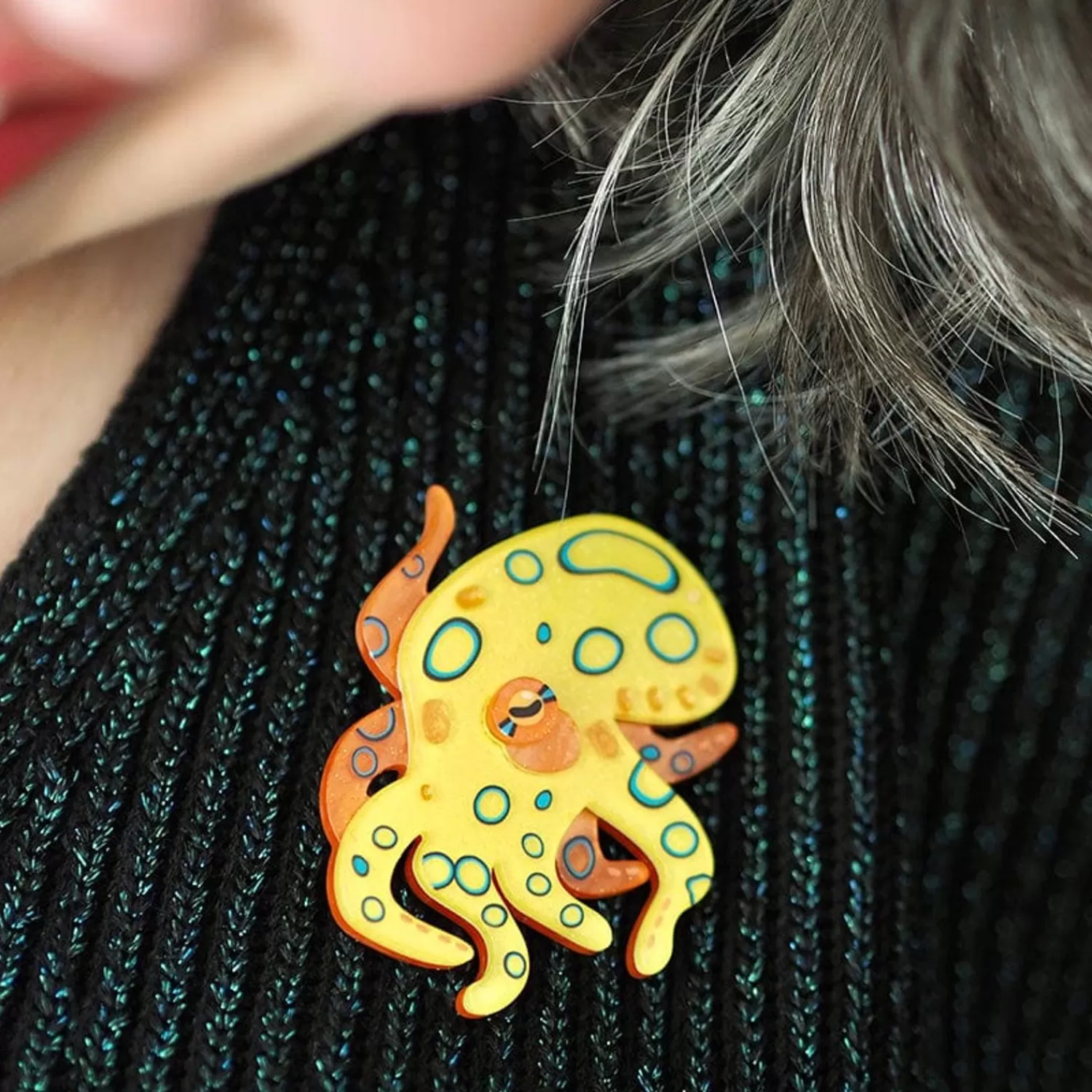 the_busy_blueringed_octopus_brooch_2.webp The Busy Blue-Ringed Octopus Brooch*Erstwilder Flash Sale